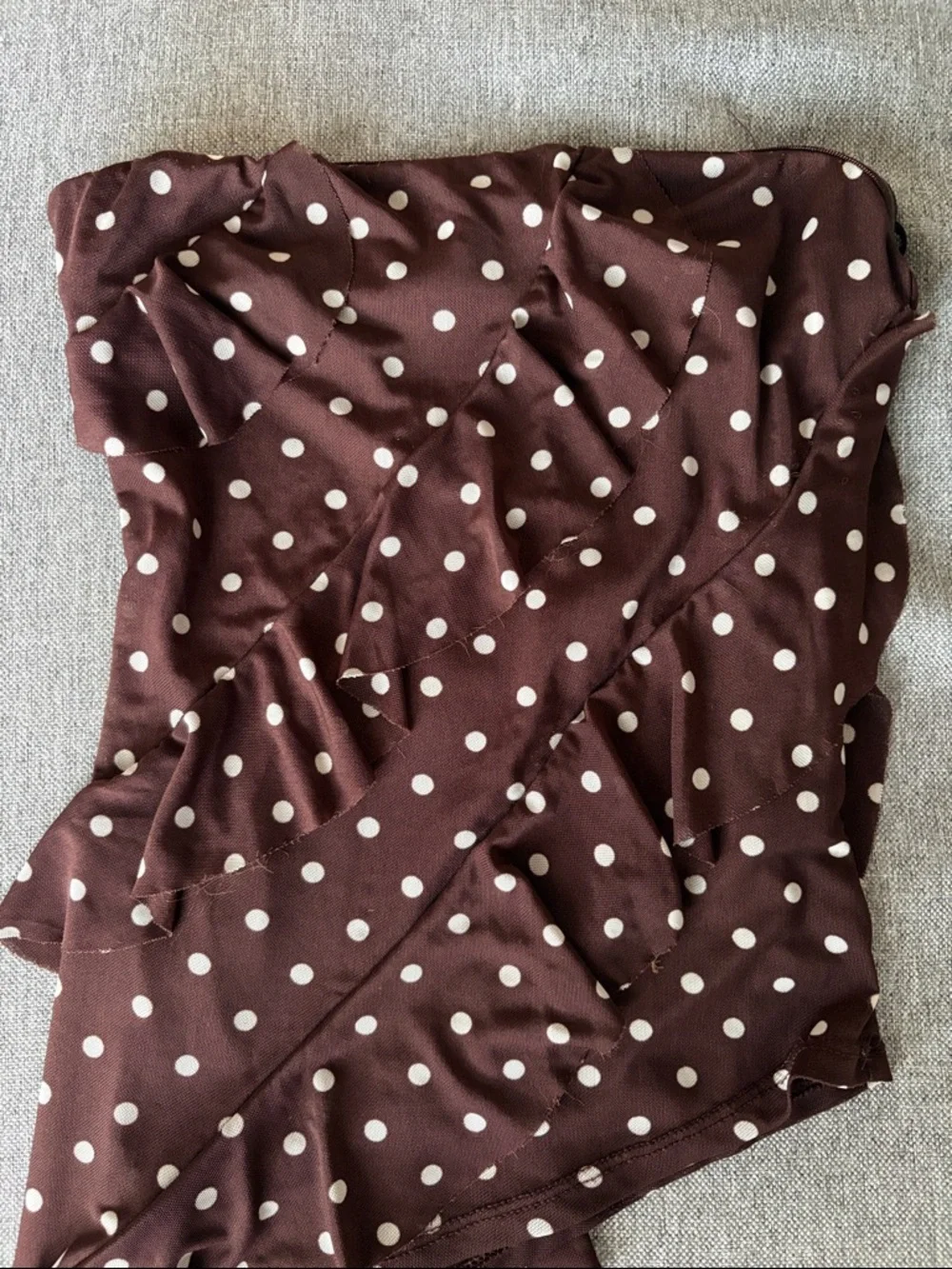 Polka Dot Brown Ruffle-Trim Camisole - Picture 2 of 2